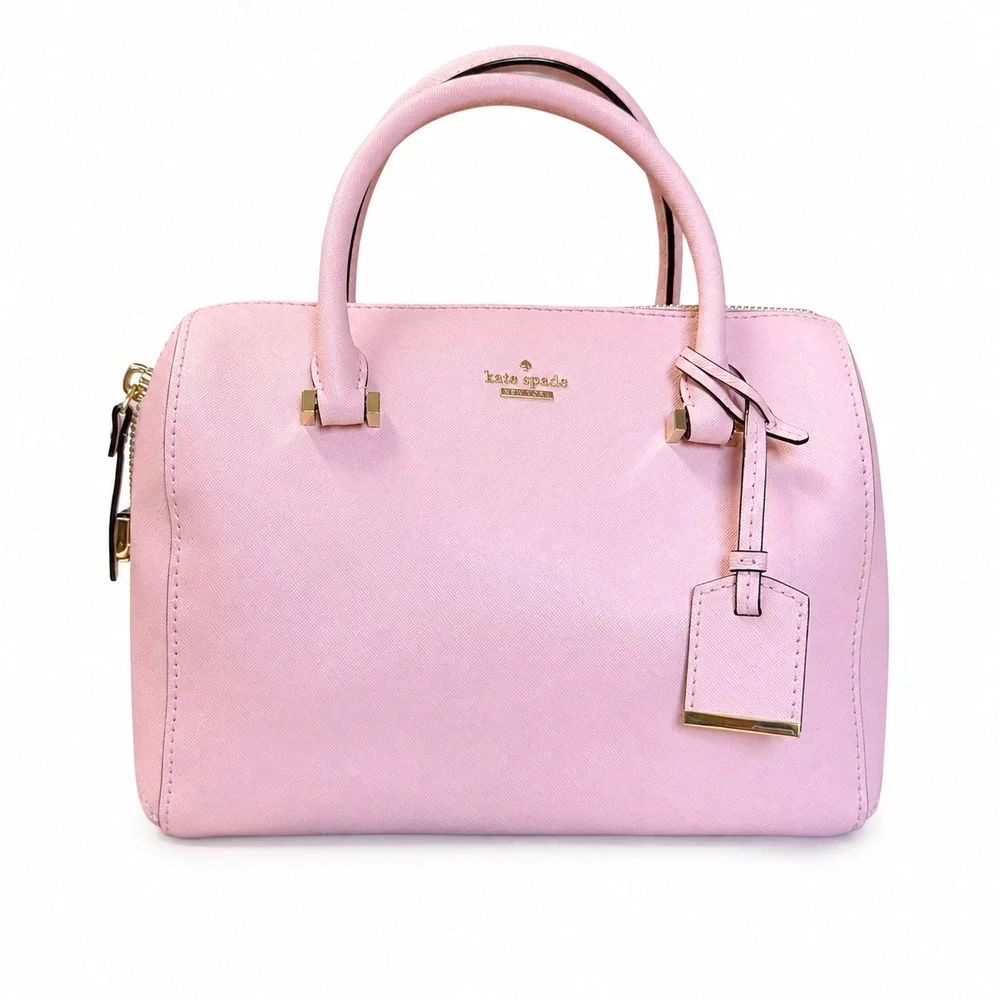 Kate Spade New York Pink Saffiano Leather Satchel Handbag Gold Hardware